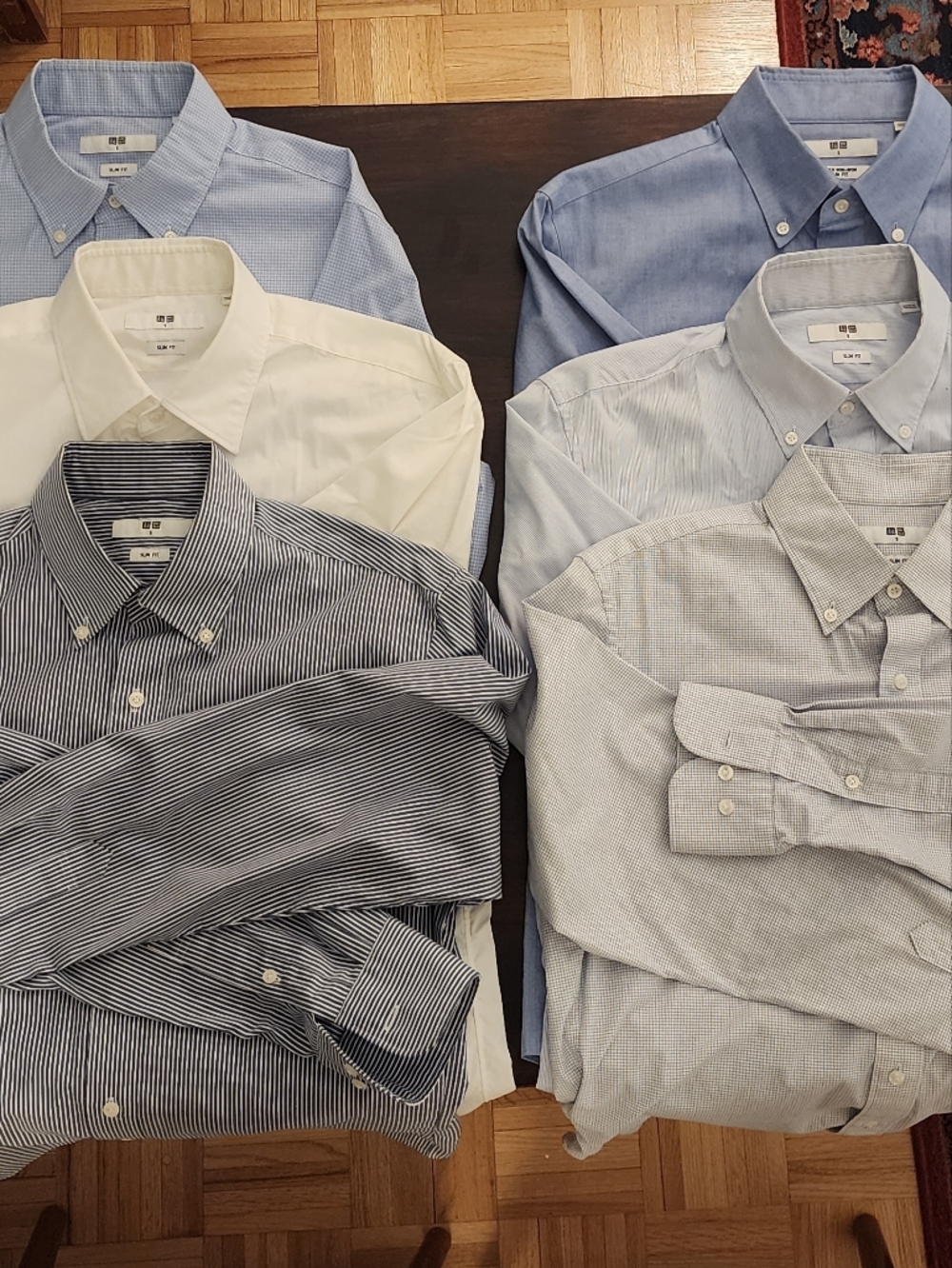 Set Of 6! - Uniqlo Men's Button-Down Shirts - Blue, White, Patterned